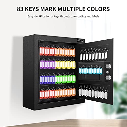 JUGREAT 83 Keys Wall Safe with Sensor Light, 80 Key Hooks, Keyless Access Black
