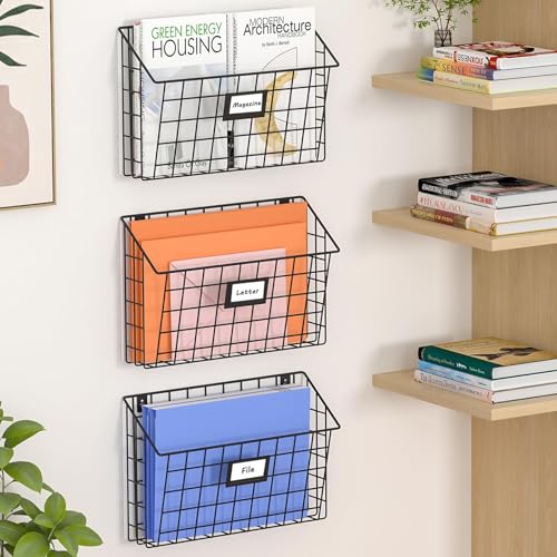 3-Tier Wall-Mounted Hanging File Organizer with Detachable Design - Office & Home Office Storage