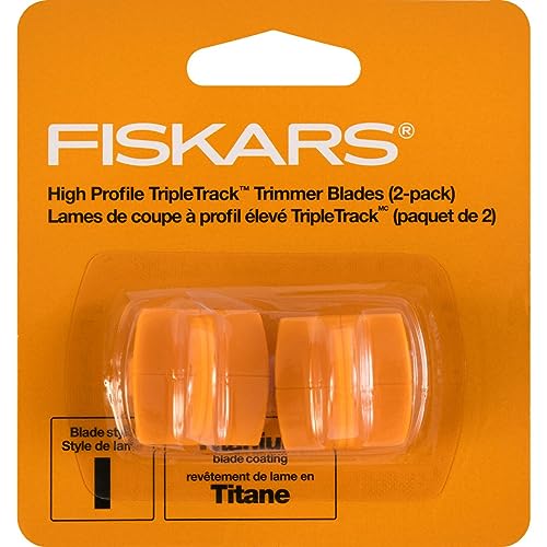 Fiskars TripleTrack Trimmer Replacement Blades - 2 Pack - High Profile Style I Blades for Cutting and Scoring - Arts and Crafts - Orange