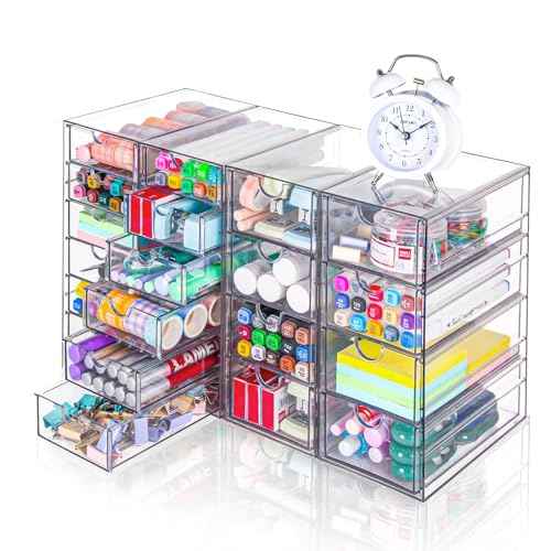Acrylic Organizer with Drawers | 20 Drawers 4 Sets | Desk Organizer and Storage, Clear Makeup Organization, For Office/Art Supply/Craft Storage and Organization