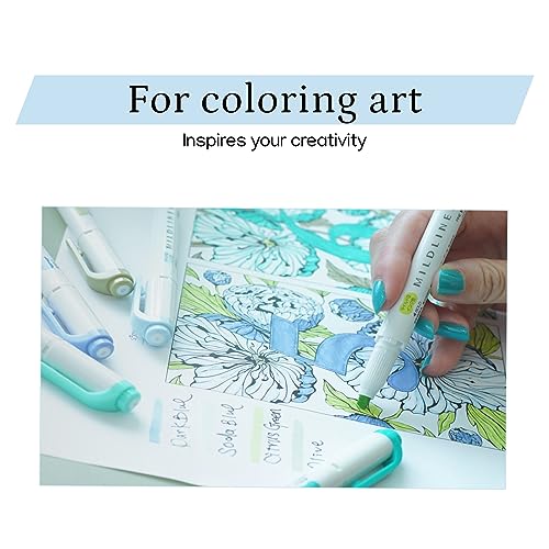 Double-Ended Creative Highlighter set of 40 colors original pen pouch (Blue)