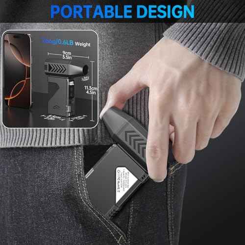 CasaHDG Compressed Air Duster with 180,000 RPM Motor, Cordless Electric Blower for Keyboard, PC, Car Interiors & Snow Cleaning ? 10,000mAh Power Bank & LED Light Included