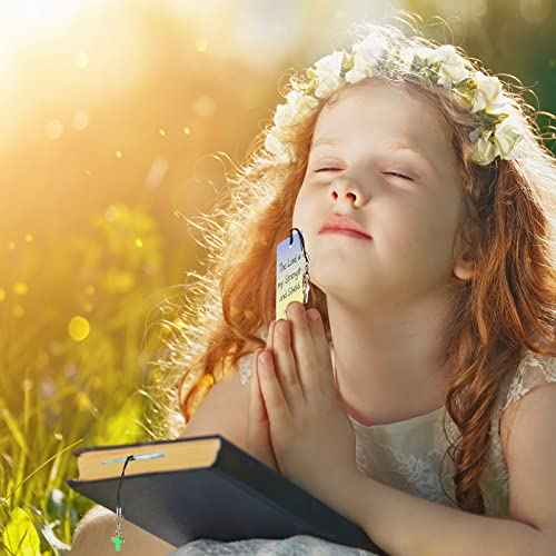 30 Pieces Christian Bookmarks for Kids Bible Verse Bookmarks with Cross Pendants Scripture Inspirational Quotes School Gifts Church Supplies for Kids Teens Adult Teachers