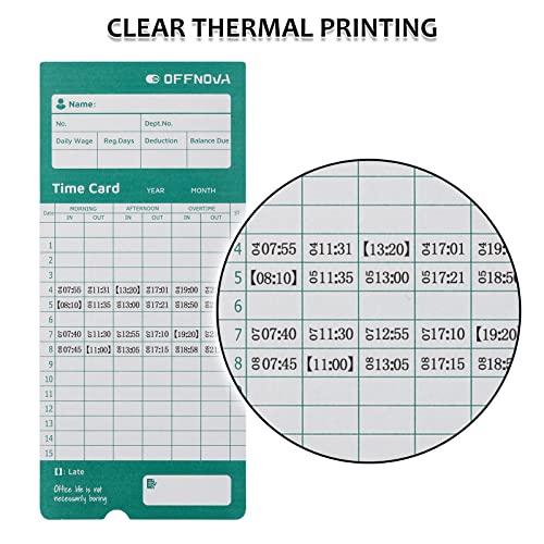 OFFNOVA Thermal Employee Time Cards 50 Pack - Monthly Double-Sided Punch Cards for Office Time Clock
