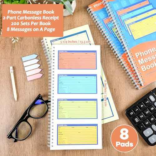 gisgfim Spiral Bound Phone Message Book 5-1/4x11inch Phone Message Forms Book 2 Part Carbonless Phone Message Pads Phone Call Log Book Voicemail Log Book While You Were Out Message Pad 4 Messages/Page