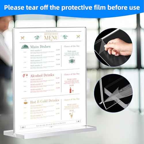 24 Pack Acrylic Sign Holder 5 x 7, Double-Sided Clear Sign Holder Plastic Stands for Display, T Shape Acrylic Table Sign Stands for Office Store Restaurants Wedding Party Decoration