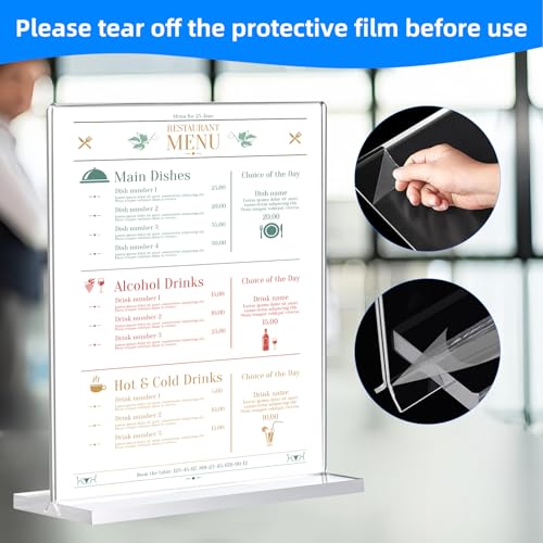 Vertical 12 Pack Acrylic Sign Holders 8.5 x 11 Double-Sided Clear Plastic Stands