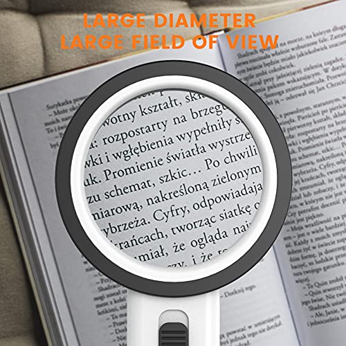 AIXPI Double-Layer Glass Handheld Magnifying Glass with Light - 3x Reading Aid, Fully Assembled, Model 1