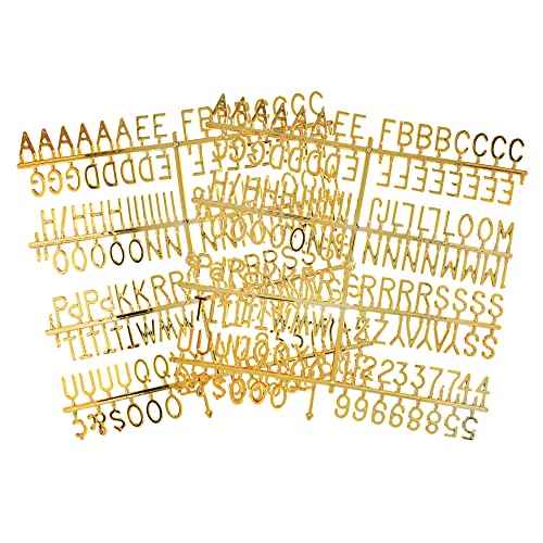 3/4 Inch Letters for Felt Letter Boards, 294 Pieces Including Characters, Numbers & Symbols for Changeable Plastic Message Boards (Gold)