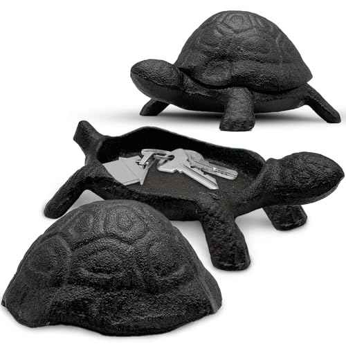Cast Iron Turtle Key Hider - Outdoor Hidden Key Holder, Decorative Garden Statue, Secret Hiding Spot for Spare Keys, Discreet and Durable Hide-a-Key Solution, Ideal for Home, Yard, and Patio