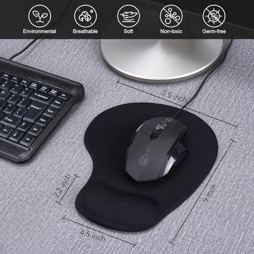 JIKIOU Ergonomic Mouse Pad with Gel Wrist Rest 2 Pack, Small Black - Variation 01Black