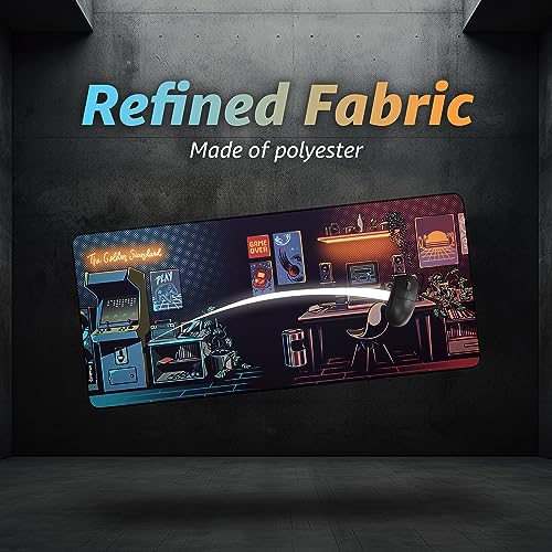 Hystar¢ç Extended Gaming Mouse Pad | XXL 36" x 16" | 5mm Thick, Waterproof Surface, Smooth Polyester Fabric, and Natural Rubber Base | Nostalgia