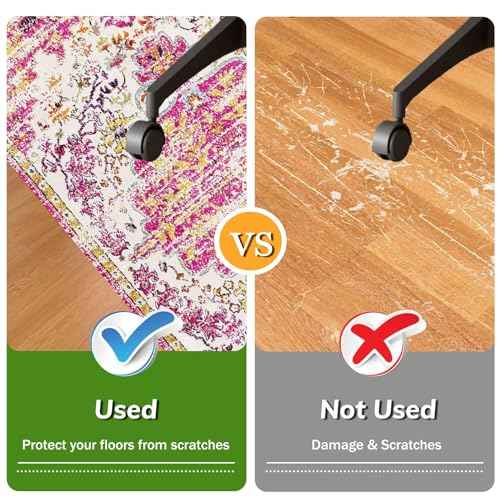 Office Chair Mat for Hardwood Floor, 36"x48" Anti-Slip Desk Chair Mat for Hard Floors, Under Desk Computer Rug for Rolling Chair, Easy Glide Floor Protector Mat for Home Office(Pink)