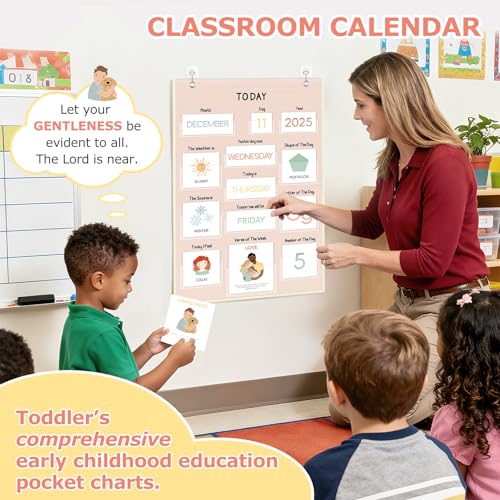 All About Today Calendar & Weather Pocket Chart for Kids, Preschool & Homeschool Learning Center