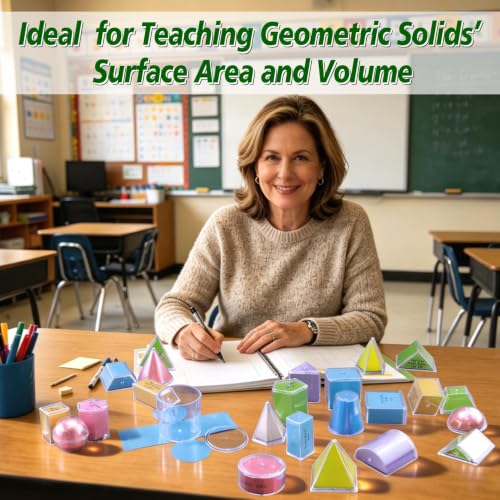 3D Geometric Solids Set with 2D Nets - Math Learning & Teaching Tools