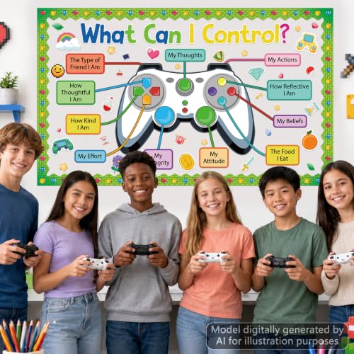 OBUSATT Video Game Bulletin Board Set Back to School Classroom Decorations - Growth Mindset & Mental Health Cutouts