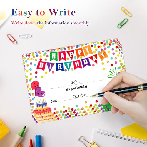 FaCraft Birthday Certificates for Students – 36 Confetti Certificates, 5.5x8.3 in, Classroom Rewards – Style 1