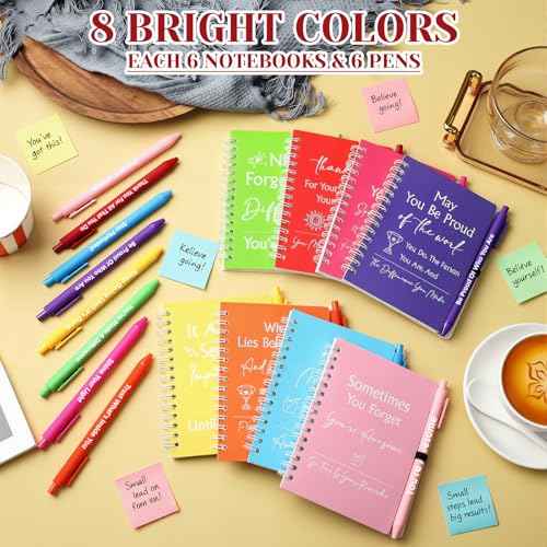 96 Pcs Inspirational Gifts Set 48 Spiral Notebooks with Motivational Quotes and 48 Matching Pens Team Appreciation Gifts for Employees, Teachers, School Office Supplies and Prizes