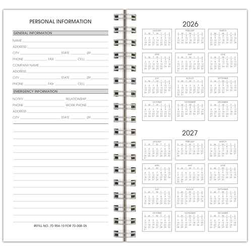 AT-A-GLANCE 2026 Weekly Appointment Book Planner Refill for 70-008, 3-1/4" x 6-1/4", Pocket Size (709041026)
