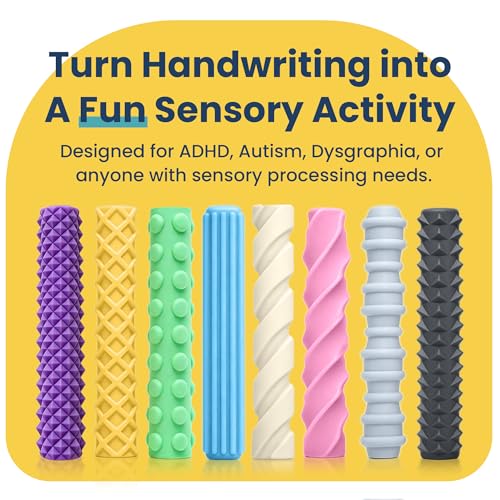 Sensory Pencil Grips for ADHD, Autism & Arthritis - 8 Pack, Non-Toxic Silicone