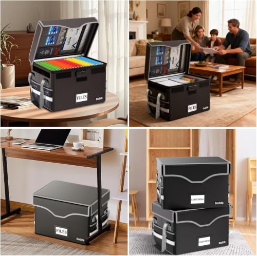DocSafe 16.2x12.6x10.7 Inch Fireproof Document Safe Box with Lock, Heat Insulated, Collapsible, Black
