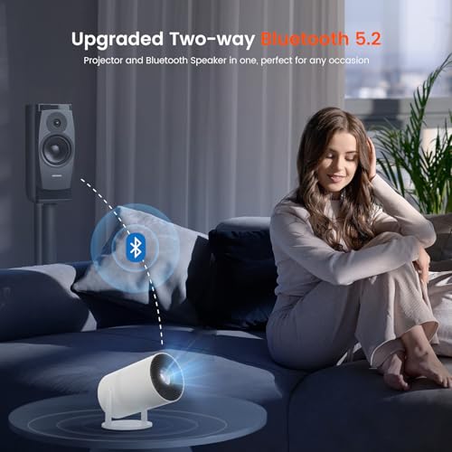 Mini Projector with WiFi and Bluetooth, Portable Movie Projector with 180¡Æ Rotatable, 1080P HD Supported, Auto Vertical Keystone, Compatible with Smartphone, TV Stick, Laptop, HDMI, USB