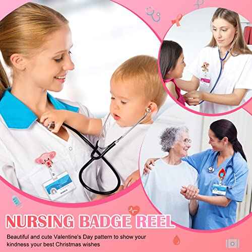 Cindeer 60 Pcs Felt Nurse Badge Reel Retractable Badge Holders Cute Felt Themed Holders with Alligator Clip Holiday Gifts for Doctor Nurse Hospital Teacher Student
