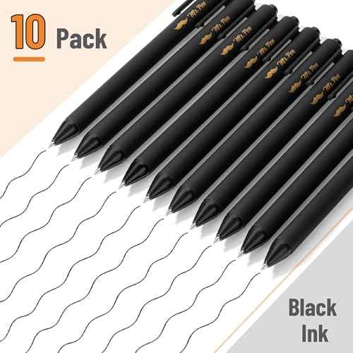 Mr. Pen- Retractable Gel Pens, 10 Pack, Black Ink Gel Pens, Black Barrels, Fast Dry, Fine Point 0.5mm