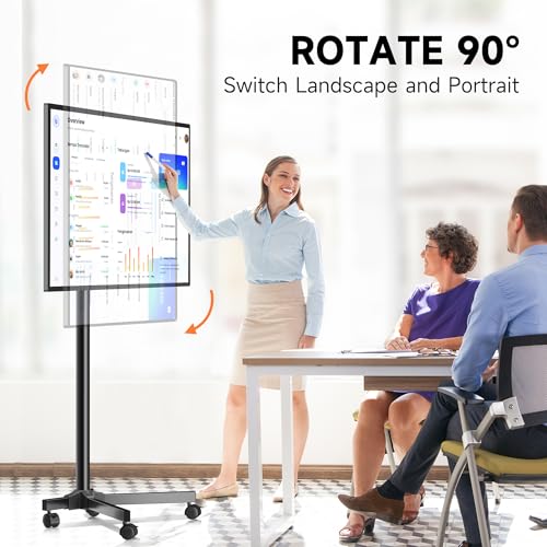 Mobile TV Carts, Rotating Rolling TV Stand on Wheels for 13-50" Flat/Curved TVs Height Adjustable 30¡Æ Tilt Floor TV Stand Portable Monitor Stand Holds up to 44lbs Max VESA 200x200mm ML1350