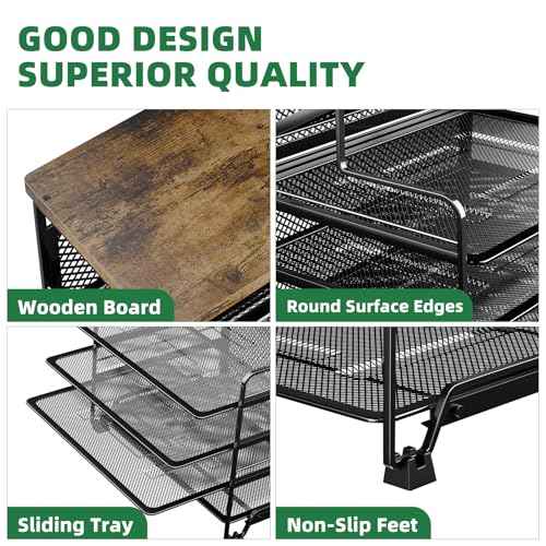 Simple Trending 8 Tier Desk File Organizer, 2 Pack Letter Tray Paper Organizer, Mesh Desk Accessories File Folder for Office, Home or School, Black