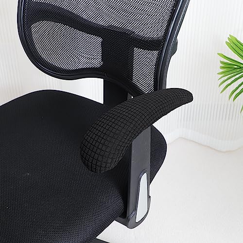 FORCHEER Black Chair Armrest Covers 2 Pack – Water-Resistant Stretch Jacquard, Fits 8-13in Armrests, Easy-Care