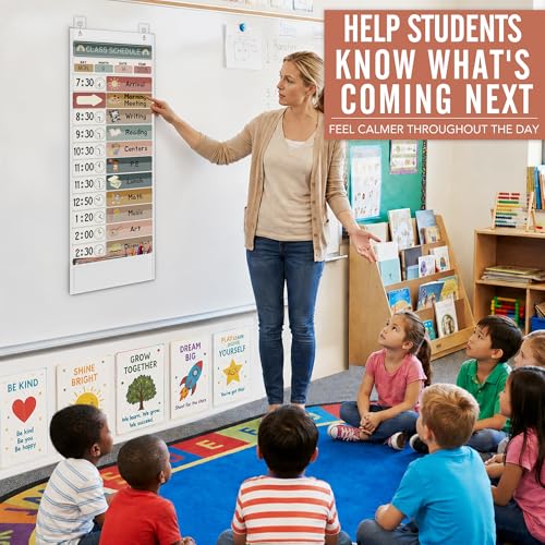 SCHOLOX White Daily Schedule Pocket Chart for Kids Management Classroom & Homeschool