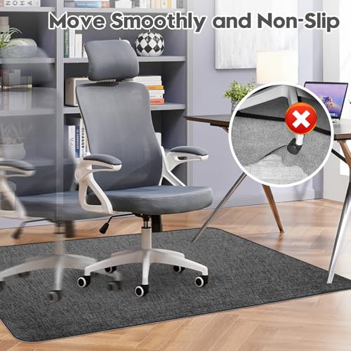 Sycoodeal Office Chair Mat for Hardwood & Tile Floor, 36" x 48" Heavy Duty Computer Gaming Chair Mat for Rolling Chairs Non-Curve, Anti-Slip, Floor Protector for Home Office (Black)
