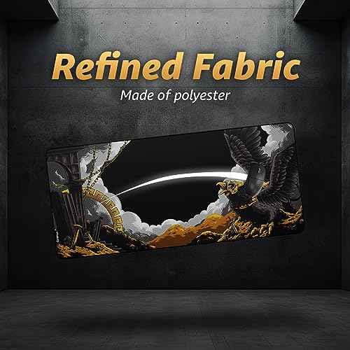 Hystar¢ç Extended Gaming Mouse Pad | XXL 36" x 16" | 5mm Thick, Waterproof Surface, Smooth Polyester Fabric, and Natural Rubber Base | Mythic Griffin