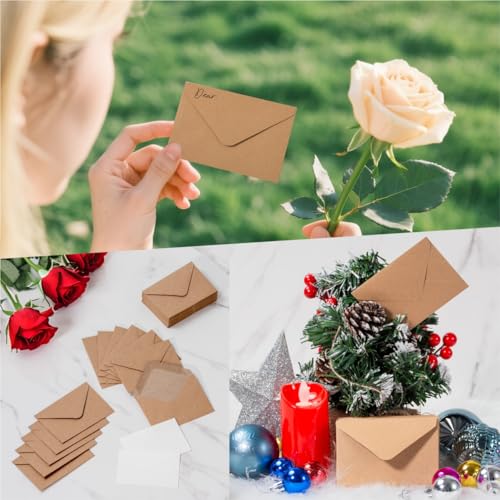 50 Sets Kraft Mini Envelopes with Blank Gift Cards - Wedding & Party Supplies