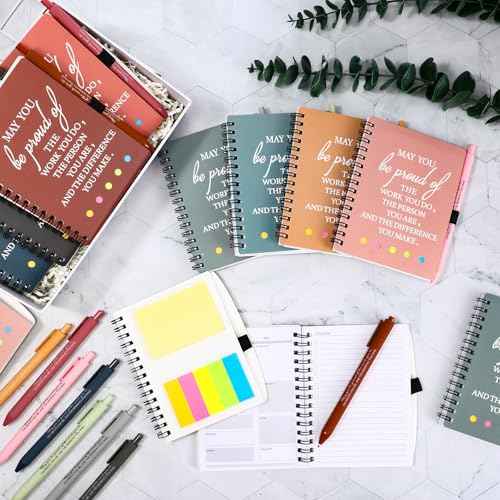 48 Pcs/24 Set Christmas Employee Appreciation Gift for Coworkers Staff Teacher Nurse Practitioner Positive A6 Spiral Journal Notebook with Pen for Team Gift(Fresh Color,May You)