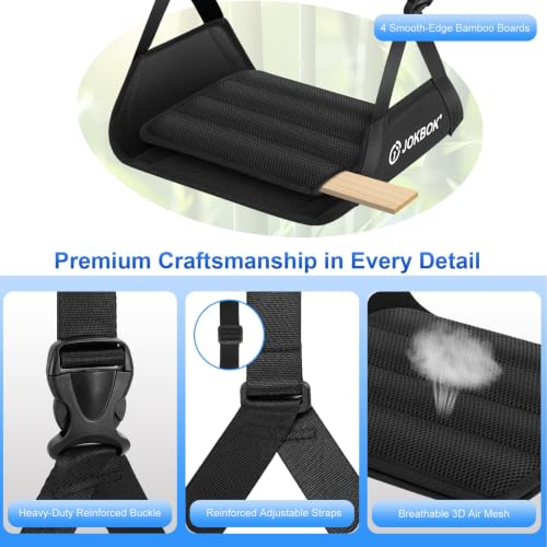 JOKBOK 2-in-1 Airplane Foot Hammock Pack of 1 - Adjustable Bamboo & Soft Cushion Support