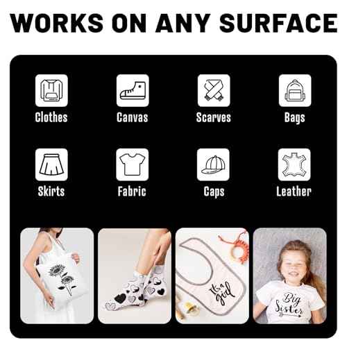 Fabric Markers Permanent for Clothes, 6 Pack Black Dual Tip with Fine and Chisel Tips Paint Pens for Clothing Canvas Tote Bags T-Shirt and Shoes, Non Toxic Ink for Kids and Adults