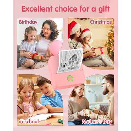 8 Rolls Mini Sticker Printer Portable Label Photo Maker Pocket Machine with 800Pcs Stickers Inkless Thermal Bluetooth Stickers Printer for Study Gift Photos DIY Creation List Work