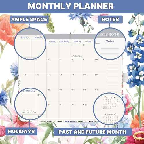 2026-2028 Pocket Calendar - Pocket Planner from Jan. 2026 to Dec. 2028, 3 Year Clendar Monthly Planner 2026-2028, 6.3" x 3.7", 60 Note Pages, Pen Holder, Pockets - Flowers