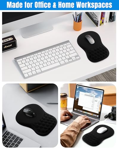 PVIPCZ Black Ergonomic Mouse Pad with Sloped Memory Foam Wrist Rest