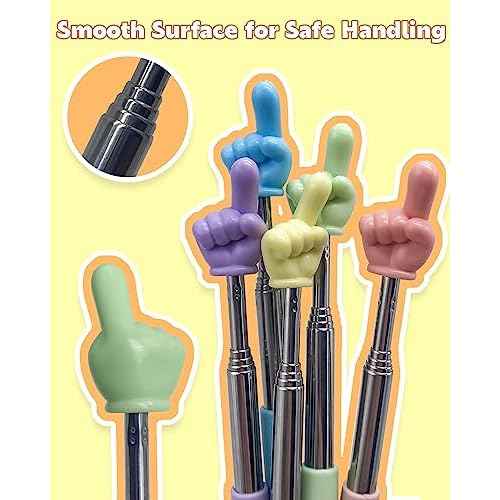 Retractable Teacher Pointer for Classroom Kids Reading, Dumero Extendable Finger Pointer Stick for School, Collapsible Finger Pointing Stick, Long Telescoping Hand Pointer, Pink