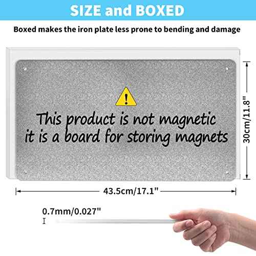 17.7" x 11.8" Metal Magnetic Board - Magnet Bulletin Board to Display Magnetic Letters Numbers Animal, Poetry, Spice Jars, Notes, Photos, Suitable for Wall, Refrigerator, Cubicle, Cabinet