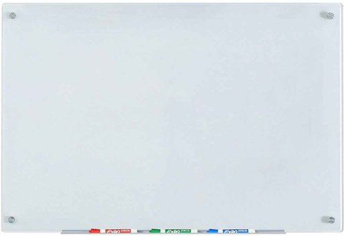 Audio-Visual Direct White Glass Dry-Erase Board Set - 3' x 2' - Includes Hardware & Marker Tray (Non-Magnetic)