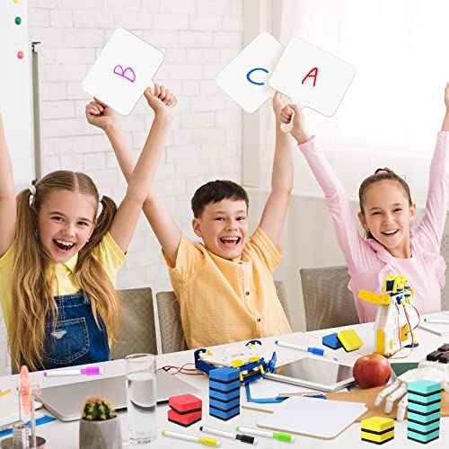 Harloon 72 Pieces Dry Erase Answer Paddle Set 7.8 x 9.8 Handheld 24 Wooden Answer Board Dry Erase Paddles with 24 Markers 24 Magnetic Erasers for Students Teaching Supplies(No Spectrum)