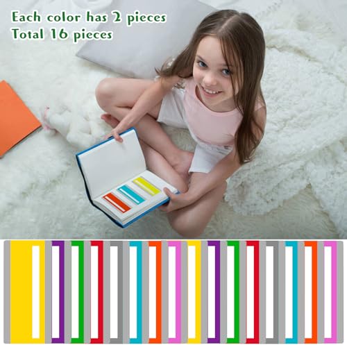 Heetobcos Guided Reading Strips 7.5 x 2.8 Inches, 16 Pack, Colored Overlays for Kids