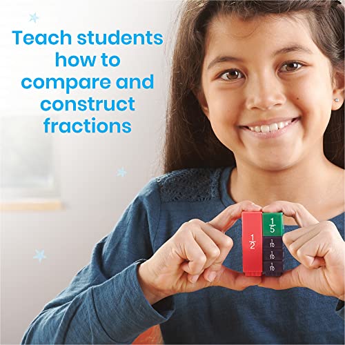 hand2mind Rainbow Fraction Tower Cubes - Montessori Math Manipulatives for 4th Grade, Elementary, Set of 51 - Math Materials