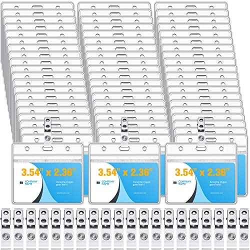 300 Sets Clip on Name Tag Clear Name Badge with Clip Waterproof PVC ID Badge Holder Transparent Name Tag Holder with Resealable Zipper Seal and Metal Badge for Teacher Worker