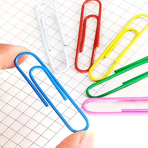 AnutriON Large 2-Inch Paper Clips 100Pcs Assorted Color - Reusable Plastic Coated