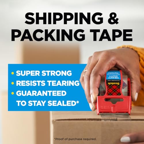 Scotch Heavy Duty Packaging Tape 2” x 800” Clear - 2 Pack, Strong & Durable